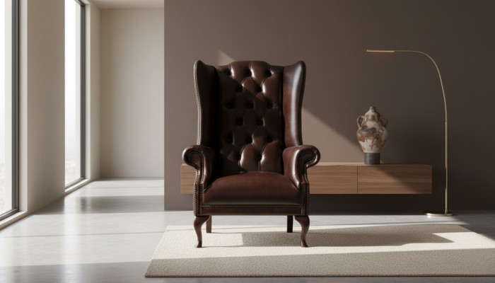 Chesterfield Sillón de orejas Sofás tapizados Estilo antiguo Silla Muebles clásicos