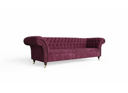 Sofá de 3 plazas Chesterfield Sofas Sofás Salón Diseño Textil Tela Borgoña