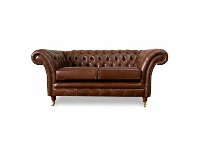 Sofá Chesterfield de 2 plazas diseño acolchado sofás marrón original.