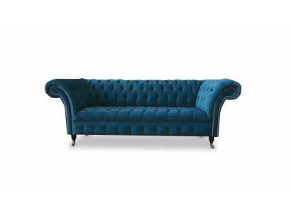 Sofá de diseñador, asiento acolchado de 3 plazas, azul, conjunto de muebles de tela turquesa, nuevo.