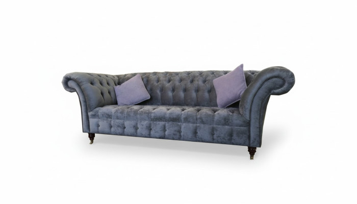 Chesterfield de 3 plazas xxl tapizado con asiento sofá conjunto de sofás gran sofá gris nuevo
