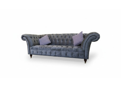 Chesterfield de 3 plazas xxl tapizado con asiento sofá conjunto de sofás gran sofá gris nuevo