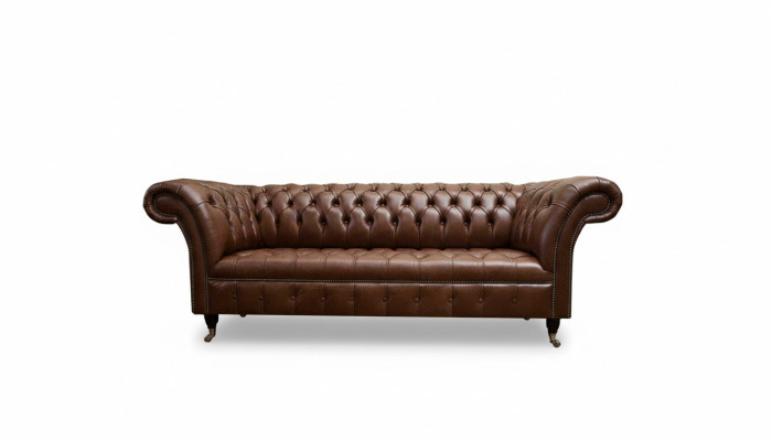 Sofá Chesterfield Tapizados Sofás Clásicos de Cuero de 3 Plazas Sofá Marrón