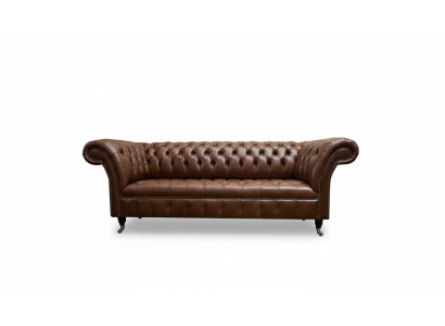 Sofá Chesterfield Tapizados Sofás Clásicos de Cuero de 3 Plazas Sofá Marrón