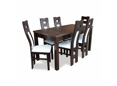 Conjunto completo de mesa de comedor 6 sillas Grupo de comedor de madera Mesas 7 piezas de madera maciza