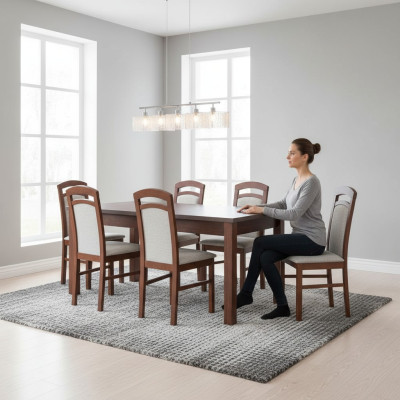 Conjunto completo de mesa de comedor + 6 sillas, juego de comedor, grupo de comedor, mesa, mesas 7 piezas