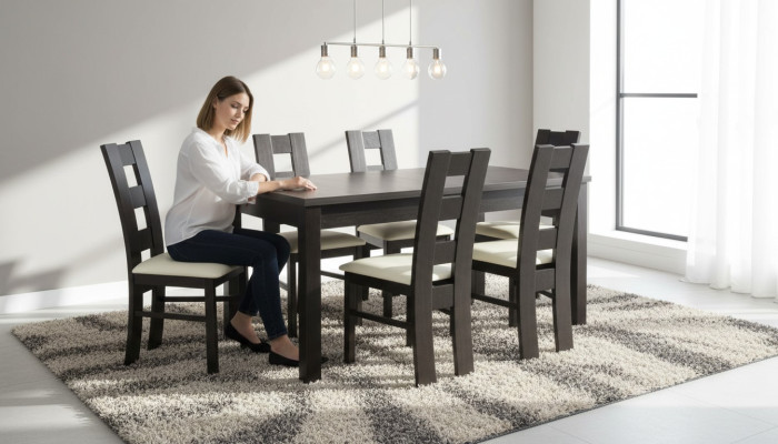 Diseño de comedor muebles grupo de sillas mesa 6 sillas con respaldo conjunto nuevo de 7 piezas.