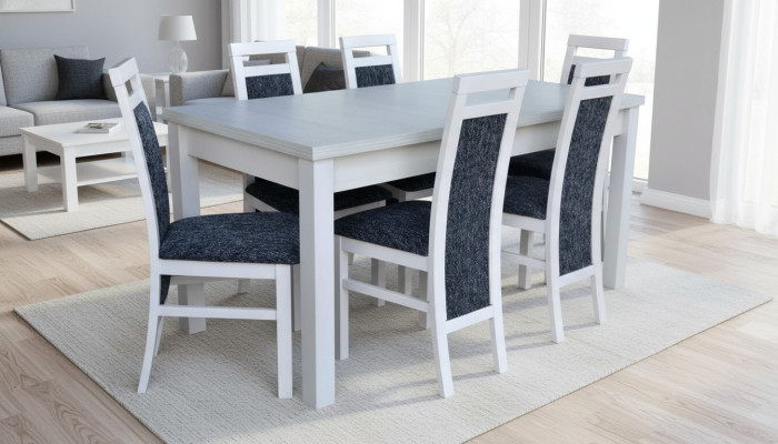 Mesa de comedor conjunto de mesa sillas de comedor 7 piezas cuero madera respaldo sillas nuevo