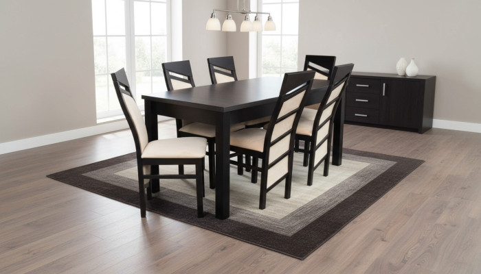 Conjunto completo de comedor: silla con respaldo, mesa, 6 sillas. Conjunto de comedor de lujo de 7 piezas.