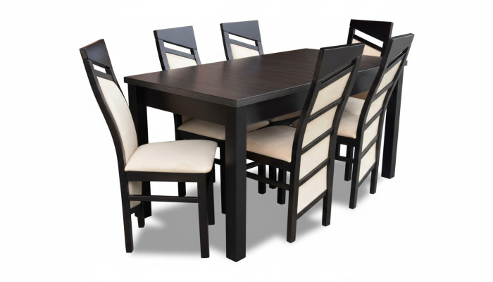 Conjunto completo de comedor: silla con respaldo, mesa, 6 sillas. Conjunto de comedor de lujo de 7 piezas.