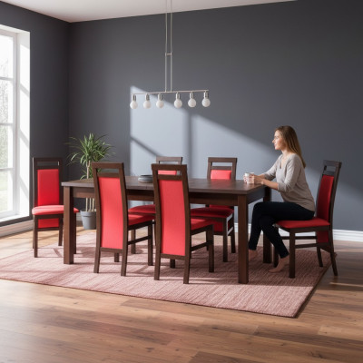 Juego de comedor completo con mesa de comedor y 6 sillas de madera.