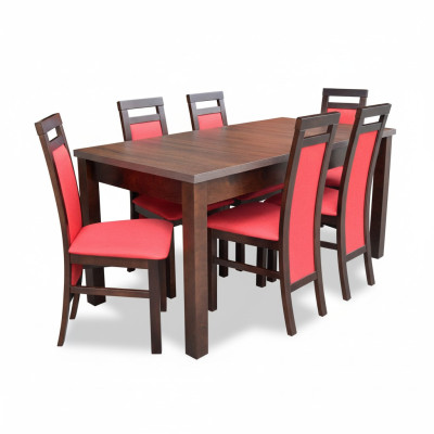 Juego de comedor completo con mesa de comedor y 6 sillas de madera.