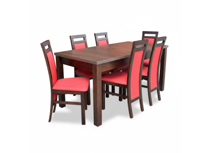 Juego de comedor completo con mesa de comedor y 6 sillas de madera.