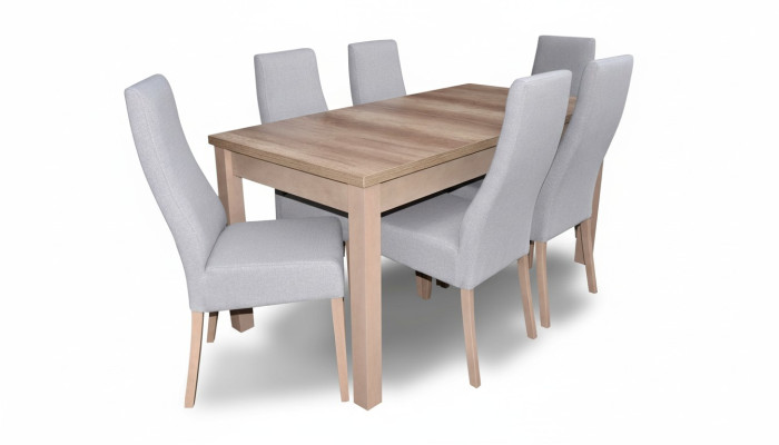 Conjunto completo de comedor, silla de respaldo, mesa, 6 sillas, conjunto de comedor de lujo de 7 piezas.