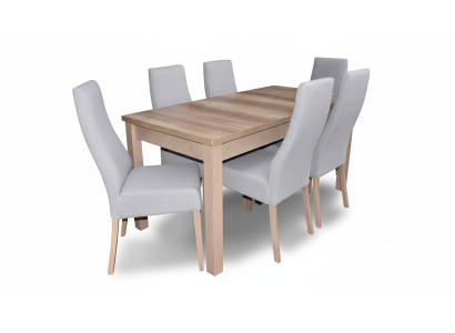 Conjunto completo de comedor, silla de respaldo, mesa, 6 sillas, conjunto de comedor de lujo de 7 piezas.