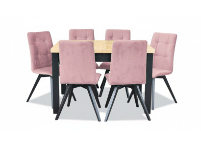 Clásica mesa de comedor Conjunto de mesa de madera Sala de estar 6 silla Sillas 7 piezas conjunto.