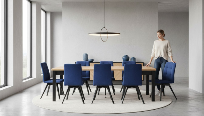 Sillones Mesa de comedor Mesa Madera Comedor Conjunto de comedor 6x Silla Juego de sillas 7 piezas Juego