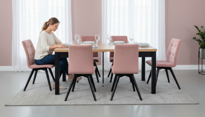 Muebles de comedor modernos Mesa de comedor + 6 sillas Conjunto completo de 7 piezas Grupo