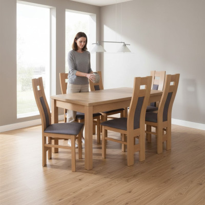 Comedor 6 sillas con respaldo 7 piezas Conjunto Clásico Mesa de comedor Grupo de sillas de lujo