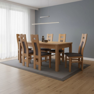 Comedor 6 sillas con respaldo 7 piezas Conjunto Clásico Mesa de comedor Grupo de sillas de lujo