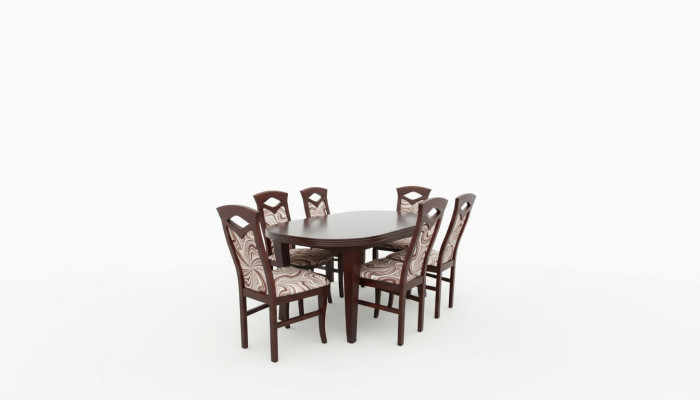 Juego de comedor moderno de 7 piezas. Conjunto clásico de mesa y 6 sillas en grupo.