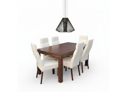 Mesa de comedor clásica de madera con conjunto de 6 sillas de comedor y mesa de 7 piezas.
