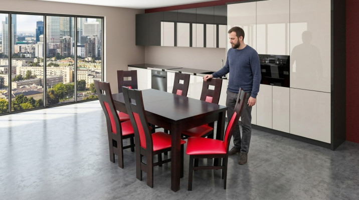 Conjunto completo de mesa de comedor + 6 sillas, set de comedor de mesas de madera grupo de comedor mesa 7 piezas.