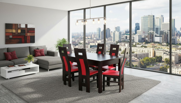 Conjunto completo de mesa de comedor + 6 sillas, set de comedor de mesas de madera grupo de comedor mesa 7 piezas.