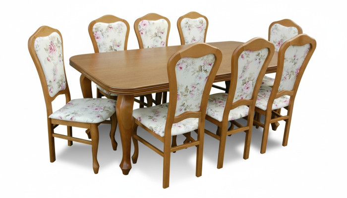 Conjunto completo de mesa + 8 sillas, conjunto de comedor, grupo de comedor, mesa de madera, 9 piezas.