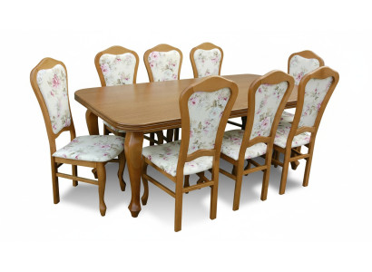 Conjunto completo de mesa + 8 sillas, conjunto de comedor, grupo de comedor, mesa de madera, 9 piezas.