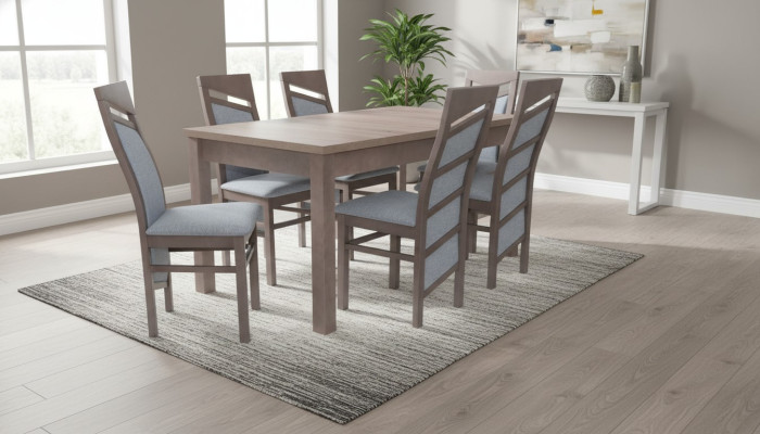 Juego de mesa de comedor con 6 sillas, juego de sillas de respaldo, mesa de comedor de madera de 7 piezas.