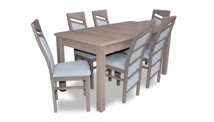 Juego de mesa de comedor con 6 sillas, juego de sillas de respaldo, mesa de comedor de madera de 7 piezas.
