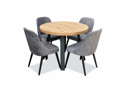 Juego de mesa redonda + 4 sillas Juego de sillas Redonda Mesa de madera Mesas redondas de 5 piezas