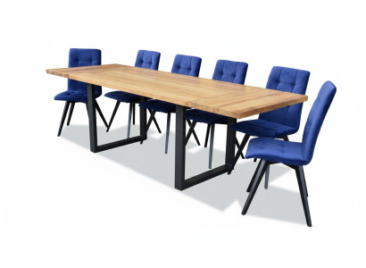 Juego de mesa de comedor clásico con mesa de madera y 6 sillas, conjunto de 7 piezas.
