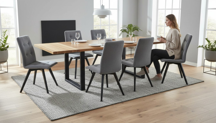 Mesa de comedor 6 sillas Juego clásico de comedor de 7 piezas rectangular Mesa Silla