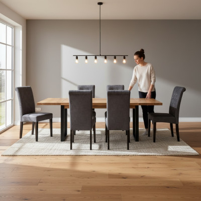 Mesa de comedor moderna de madera conjunto de comedor con 6 sillas Nuevo conjunto de 7 piezas