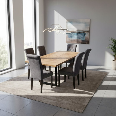 Mesa de comedor moderna de madera conjunto de comedor con 6 sillas Nuevo conjunto de 7 piezas