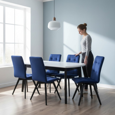 Juego de comedor completo con mesa de comedor y 6 sillas de madera.