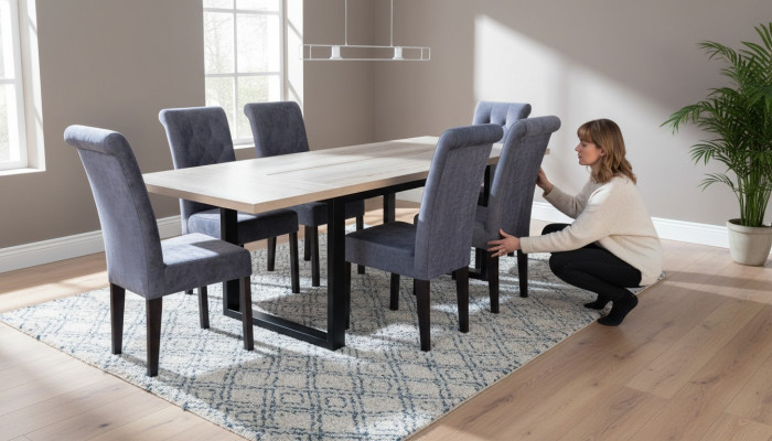 Conjunto clásico de mesa de comedor + 6 sillas Conjunto de sillas de respaldo Conjunto de mesa de comedor.