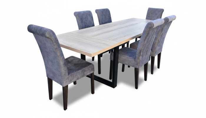 Conjunto clásico de mesa de comedor + 6 sillas Conjunto de sillas de respaldo Conjunto de mesa de comedor.