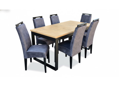 Juego de comedor clásico rectangular con mesa y 6 sillas, grupo de sillones de 7 piezas.