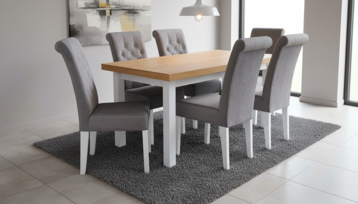 Silla de salón Mesa de comedor con 6 sillas Juego de comedor Grupo de mesa de comedor Set de muebles de 7 piezas
