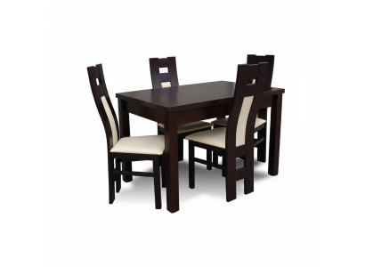 Juego de comedor clásico. Mesa moderna y sillas. Nuevo. Set de 5 piezas. 70x120.
