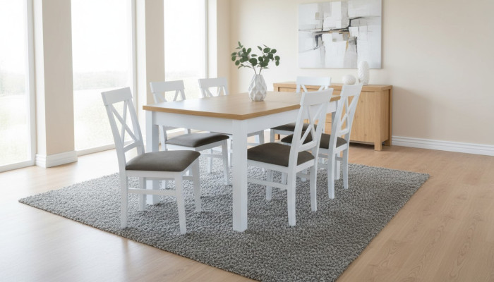 Mesa de comedor + 6 sillas conjunto de comedor Grupo de comedor Mesa clásica Mesas S18/K64 Nuevo