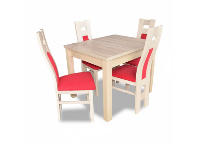 Diseño de conjunto de comedor de 5 piezas de madera con cómoda, 4 sillas y mesa, nuevo.