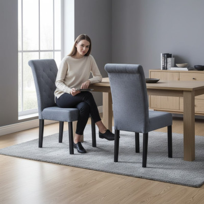 Silla Silla Comedor Sala de televisión Salón Textil Asiento Moderno Silla tapizada Madera maciza