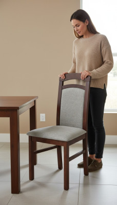 Sillas de madera modernas Club Lujo Diseño de tela Silla Sillón Nuevo Sillón Acolchado