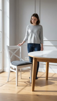 Silla Sillones Diseño Muebles de lujo Sillas comedor Madera Textil Silla de madera ¡Nuevo!