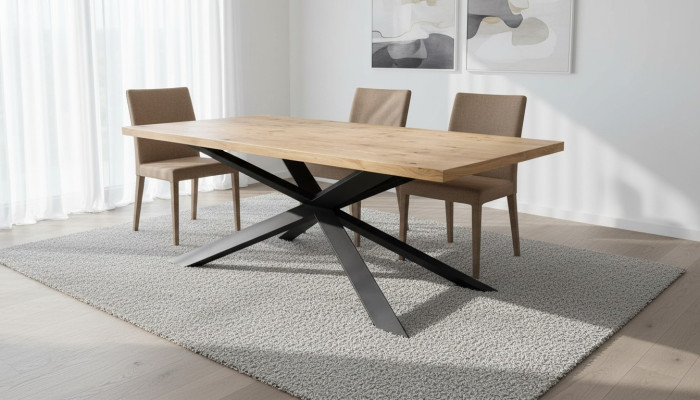 Mesa de comedor Diseño de mesa Madera Acero inoxidable Comedor moderno Sala de estar