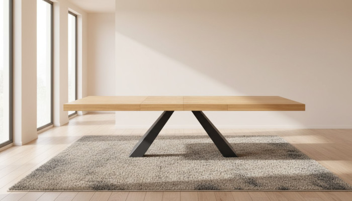 Mesa Mesa de comedor Mesa de madera xxl Mesa de conferencia 100x200cm Extensible a 280cm macizo